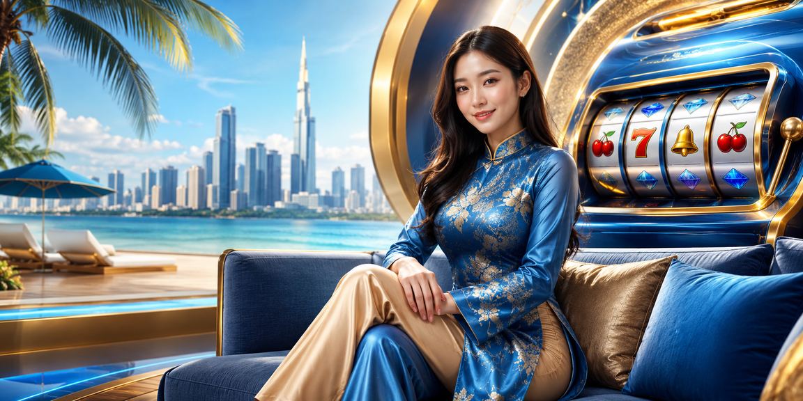 Người chơi slot game trên điện thoại tại Hồ Chí Minh với trang phục áo dài truyền thống